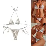 Women Halters Neck Swimsuit Strappy Swimsuits High Cut Thong Swimwears