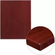 24" x 30" Rectangular Resin Restaurant Table Top in High-Gloss Mahogany Finish