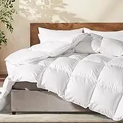 Feather Down Comforter Twin Size, All Season 100% Cotton Duvet Insert, Hotel Collection Bedding Comforters Ultra Soft Medium Warmth Duvet Insert with 8 Corner Loops White 68 x 90 Inch