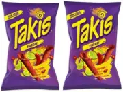 913387 2 X 280G PACKET TAKIS FUEGO HOT CHILLI PEPPER & TIME TORTILLA CHIPS SPICY
