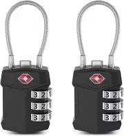 Luggage Locks (2 Pack),Big Digit Easy Read Dials TSA Approved Cable Luggage L...