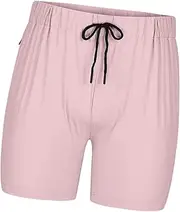 [Vaveren] Mens Workout Shorts Sportswear Quick Dry Comfortable with Zipper Pockets Running Shorts for Fitness Jogging Exercise Gym Pink