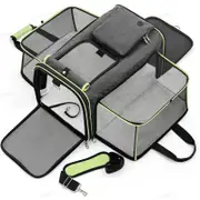 GGP Gray Green Foldable Portable Pet Carrier Bag Large Capacity Travel Backpack For Cats And Small Dogs, Expandable Car Pet Bag, Handheld Pet Carrier For Outdoor Adventures