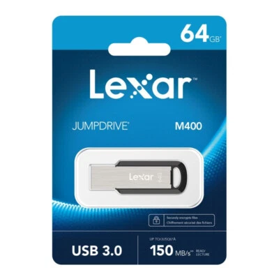 Lexar 64GB JumpDrive M400 USB 3.0 Flash Drive Memory Stick PC MAC Metal Casing