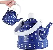 Cabilock Vintage Enamel Tea Kettle with Whistling Feature Ergonomic Handle for Stovetop Use Retro Design for Home and Office Tea Lovers