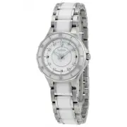 BULOVA WHITE DIAL 8 DIAMONDS WHITE CERAMIC ST.STEEL LADIES WATCH 98P124 NEW