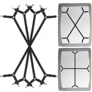 Bed Sheet Clip Straps - 2 Way Adjustable Crisscross Sheet Corner Black 4pcs Set