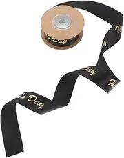 GOOHOCHY 1 Roll Elegant Father's Day Ribbon Yards Black Wrapping Ribbon with Print for Cake Decoration Bouquets and Special Occasions Versatile Crafting and Present Embellishment