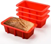 Mini Loaf Pan, Silicone Bread Loaf Pan Nonstick Set of 4 for Baking Bread,