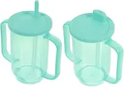 OATIPHO 2pcs Spill Elderly Care Cups with Handles Ergonomic Sippy Straw Design for Bedridden Patients Leak Resistant Drinking for Maternity and Convalescent Use