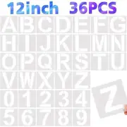 36 Pcs Large Alphabet & Number Stencils for Painting Wood Wall & Fabric