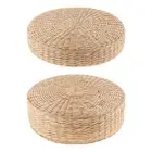 Woven Straw Flat Seat Cushion Handcrafted Comfortable Boho Round Floor Pillow