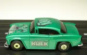 DASH 1955 CHEVY - THE INCREDIBLE HULK CUSTOM - THUNDERJET HO SLOT CAR - NEW