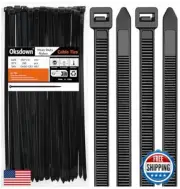 Oksdown 100 Pack 14 inch Black Heavy Duty Zip Ties Thick Cable Ties with 120