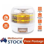 360° Rotating Grain Container Cereal Dispenser Dry Food Rice Storage Box 10kg