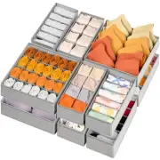 12 Pack Sock Underwear Drawer Organizer Dividers, 116 Cells Fabric Foldable D...