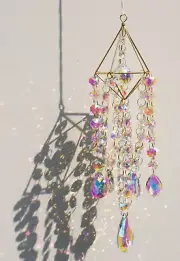 Crystal Suncatcher Prism Chime Rainbow Maker Window Hanging Indoor Outdoor BNIB