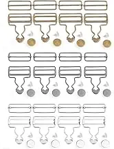 Overall Buckles Retro Metal Suspender Buckles, 12 Set Metal Clasp Pants Clip Retro Suspender Replacement Buckle,Bib Buckle with Rectangular Slide Fasteners Buttons for Suspenders