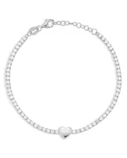 Aqua Heart Charm Cubic Zirconia Tennis Bracelet - Exclusive
