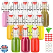 Homerove 12 Pack 4 oz Swing Top Glass Bottles, Flip Top Beer Brewing Bottle w