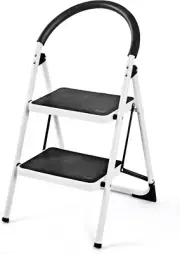 2 Step Ladder, Folding Step Stool Stepladders W/Widen Pedal, Portable Step Ladde
