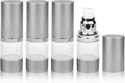 Furnido Airless Pump Bottles,Empty Refillable Acrylic Makeup Containers with Matte Silver Pump,Travel Lotion Dispenser for Shampoo/Cream/Foundation-TSA Approved Travel Size (0.5 Oz/15ML)