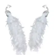 2 Pcs White Peacock Christmas Ornaments, 17.5 Inch Long Tail Feather Peacock ...