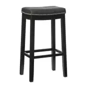 Linon Home Decor Barstool 32.25" Padded Black Faux Leather Seat, Wood Ink Black