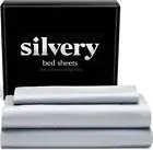 SILVERY Silver-Infused Cooling Bed Sheet Set TWIN Silky Self-Cleaning Hair, Skin