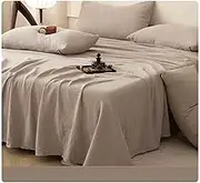 Flat Sheets 1 Pack Twin Full Queen King Gauze Cotton Bed Sheets Soft Breathable Sheets for Women and Men(Light Gray,240x250cm)