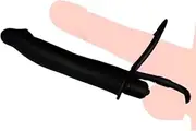 Strap On Penis Butt Plug Silicone Penis Rings Double Penetration Dildo Vibrator with Cock Ring Delay Anus Plug Massager for Adult Man Women Couples Erotic Anal Sex Toys (Black)