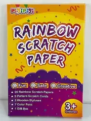Pigipigi Rainbow Scratch Paper 40 PCs set 20 papers, 9 patterns, 3 stylus etc