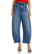 Frame The Bubble High Rise Crop Barrel Leg Jeans in Knock Out