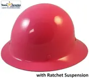 MSA Skullgard Full Brim Hard Hat With Ratchet Suspension - Hot Pink