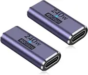 AuviPal 240W USB C Coupler (2 Pack), USB Type C Female to Female Adapter Extender Compatible with Thunderbolt 4/3 Support up to 240W Charging, 40Gbps Data Transfer and 8K@60Hz Video