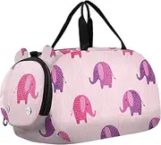 kids duffle bag weekender overnight cute watercolor snowmen winter white travel bag girls duffle bag sports bag, Pretty Pink and Purple Elephant, Classic
