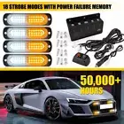 4pcs Amber/White SUV 12LED Pickup Light Strobe Flashing Warning Indicator Light