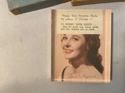 Vintage Acme of Chicago Glass Block Picture Frame 3 x 3 1/2” Susan Hayward -B41