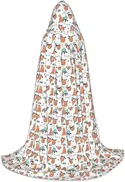 Funny Cute Animal Sloth Music Print Halloween Hooded Cloak Full Length Cape With Hood For Men And Women For Carnival