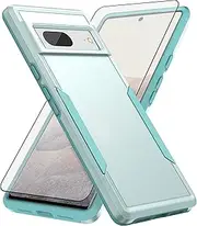 [Asuwish] Phone Case for Google Pixel 7 5G with Tempered Glass Screen Protector Cover and Slim Thin Hybrid Full Body Protective Dual Layer Back Cell Accessories Pixel7 Pixle Seven 6.3 Women Men Green