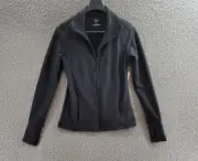 AQUA Yoga Full Front Zip Jacket Women's S Black Long Sleeve Thumb Holes Cuff