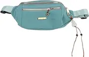 Waist Bag Multi Layer Stylish PU Smooth Zipper Large Capacity Adjustable Belt Waist Pack for Sports (Green)