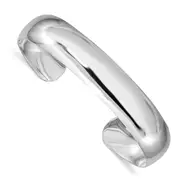 Sterling Silver Rhod-Plated Polished & Domed 6mm Children'S Cuff Bangle
