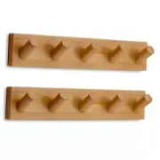 Wall Mounted Coat Rack, Wooden Wall Coat Rack with 5 Hooks XL (2-Pack) Bamboo