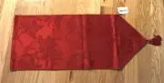 Table Runner, red with poinsettias, 66 x 13.5 with tassels, new with a tag