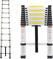 Telescopic Ladder Telescopic Ladder Extension Ladder 10.5Ft/3.2M Telescopic Ladder Portable Aluminium Extension Ladders Multi Purpose Folding Extendable 11 Step Loft Ladder, Capaci