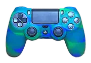 Silicone Cover For PS4 Controller Case Skin - Blue/Green Swirls