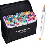 TOUCHNEW Alcohol-based Art Markers Brush Tip: for Kids Artists Adults Coloring Drawing Sketch Animation Design - Brush Chisel Dual Tip - 80 Colors with Marker Pen Bag