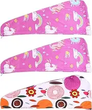 MUSISALY 3pcs Fast Drying Hair Drying Caps Ultra Absorbent Fiber Towels Lightweight Portable Hair Towel Wraps for Home Travel Present for Women