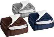 CHILDWEET Double-Layered Flannel Blanket Fleece Couch Sheet Grey Ultra-Soft Warm Berber Fleece for Pets